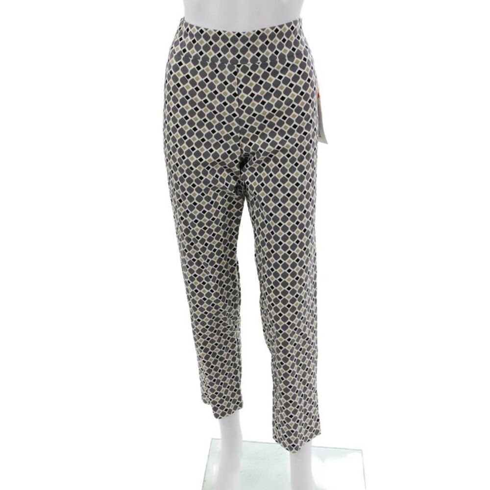 Krazy Larry Womens Gray Ankle Rayon Blend Geometric Pull On Pants Size 10
